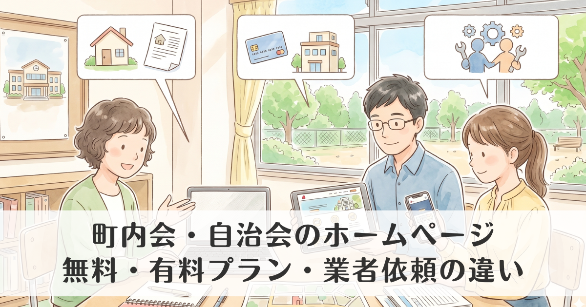 町内会・自治会のホームページ作成方法を比較｜無料サービス・有料プラン・業者依頼の違い